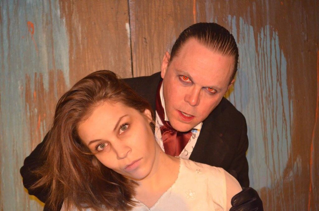 Kevin Anderson (as Dracula) and Maddy Kreuth (as Lucy Westenra) in the 2015 production of Dracula in Sackville in 2015